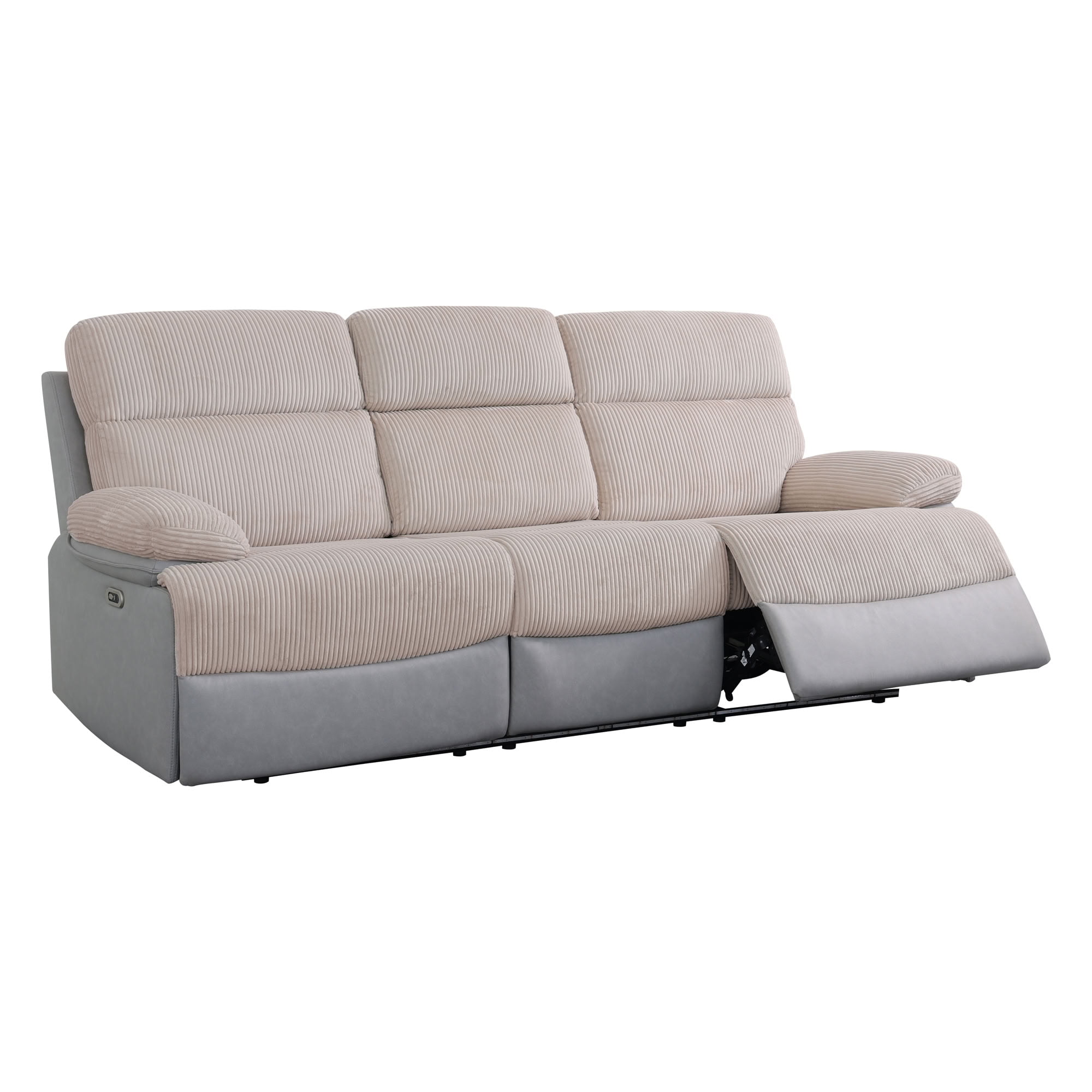 MAYEERTY Intelligent 3-Seater Recliner Sofa, Wear-Resistant Fabric with Wireless Charging & LED for Family Living Rooms