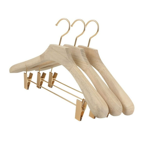 Wooden Pants Hanger with Clips Camphor Wood Suit Hangers for Wardrobe Organization  1PCS