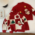 thumbnail image 3 of BENJAMJAM  1-8Y Red Knit Sweater with 3D Bear, Tree & Gingerbread Man Appliqués - Festive Pullover, 3 of 6
