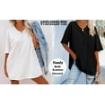 thumbnail image 5 of Remikst Women's Oversized T Shirts Half Sleeve Casual Loose V Neck Tees Comfy Cozy Cotton Tunic Tops, 5 of 5