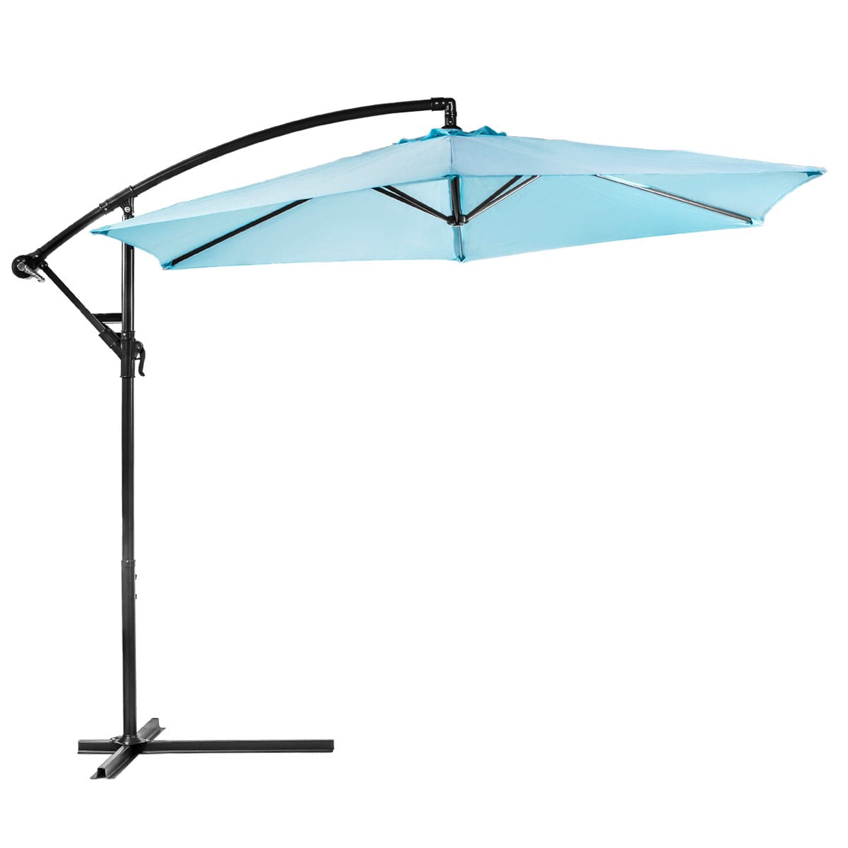 Barton Premium 10 Ft Outdoor Offset Patio Umbrella Market Umbrella Tilt Hand Crank W Base Aqua Walmart Com Walmart Com