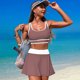 thumbnail image 4 of Tankini Bikini para mujer Aguas termales Falda deportiva de playa para mujer Traje de baño de dos piezas Traje de baño de dos piezas para mujer Trajes de baño tankini para mujer Traje de baño de 2 pie, 4 of 5