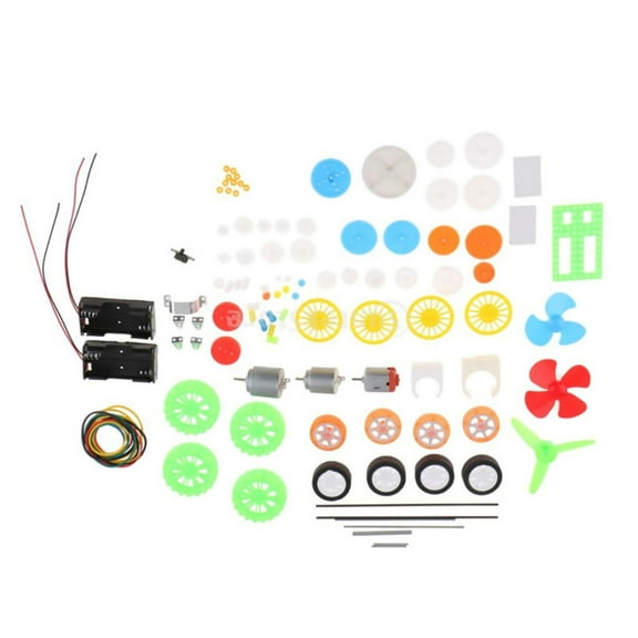 112Pcs Motor Gear Set Assorted Parts for Hobbyist Engineers Wheels, Gears, and Propellers for Building Small Vehicles Mechanical Toys
