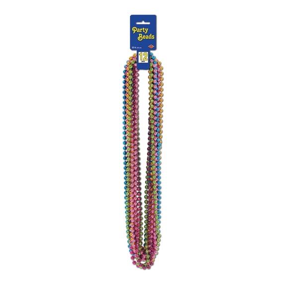 Party Central Club Pack of 144 vibrantly Colored Round Beaded Necklace Birthday Party Favors 33''