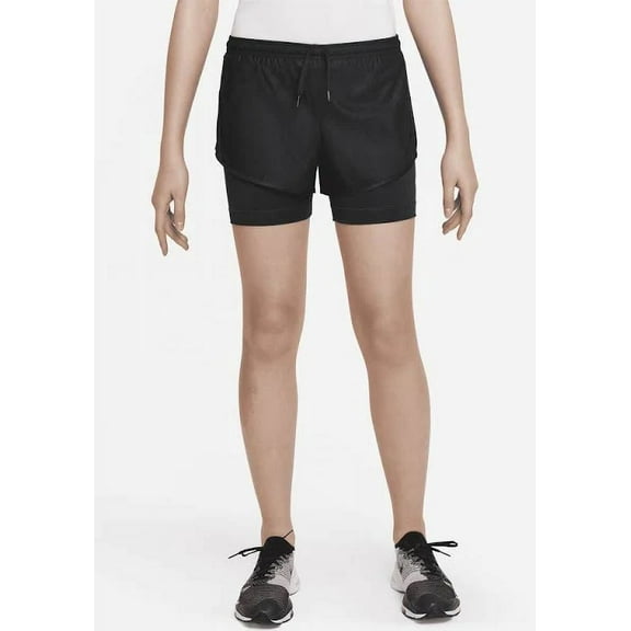 Nike Girls' Dri-FIT Tempo 2-in-1 Training Shorts -(Black, X-Small)
