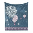 thumbnail image 1 of Retro Soft Flannel Fleece Throw Blanket, Air Balloons on Polka Dots and Paisley Ornaments Art Print, Cozy Plush for Indoor and Outdoor Use, 50" x 60", Slate Blue Pale Pink, by Ambesonne, 1 of 6