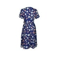 thumbnail image 4 of FASHIONWT Elegant Floral Print Belt Midi Skirts Casual Women Swing Dress, 4 of 7