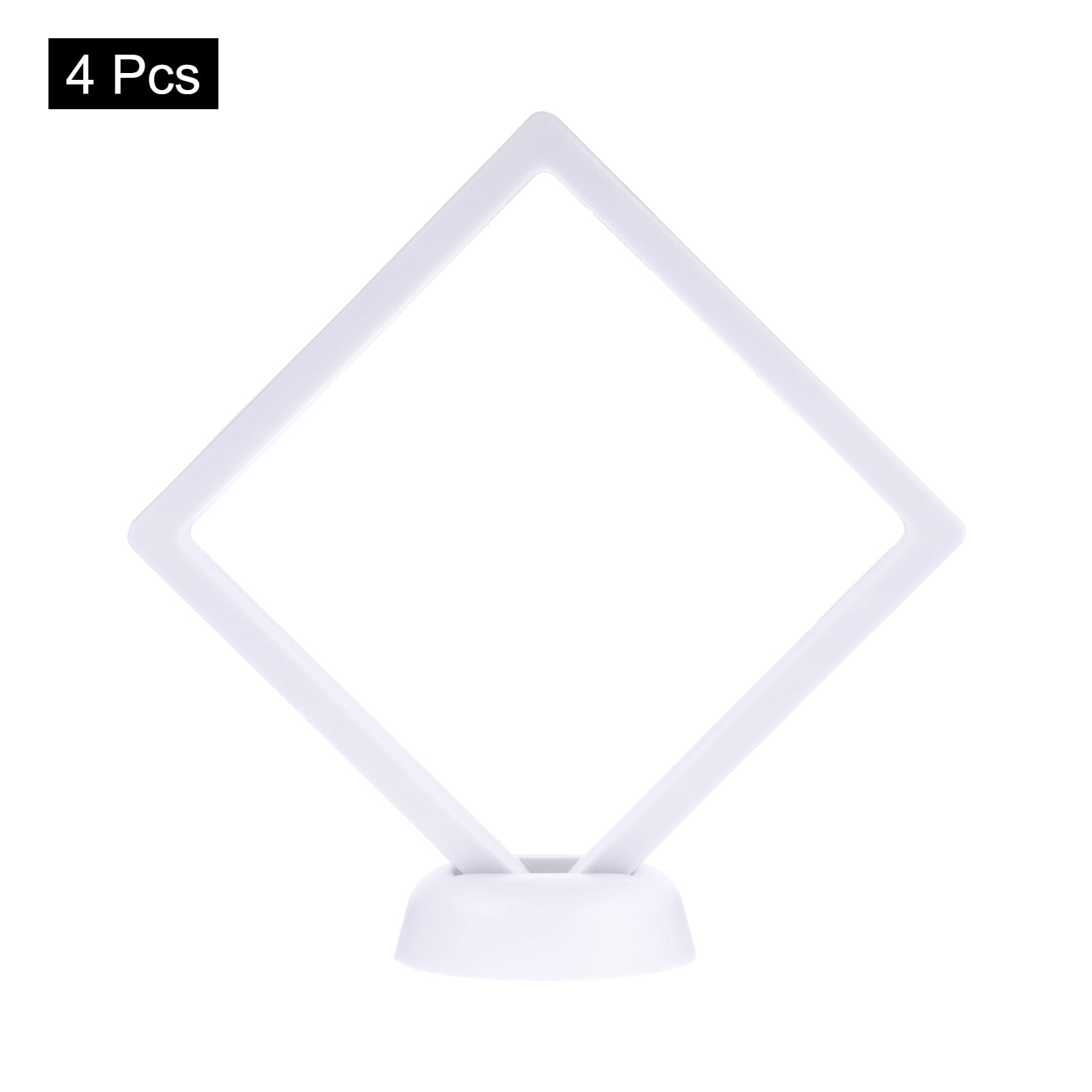 Unique Bargains 4Pcs Floating Frame Display Holder Stand 4.33" x 4.33" x 0.8" White