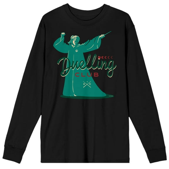 Harry Potter Duelling Club Crew Neck Long Sleeve Adult Black Tee-Medium