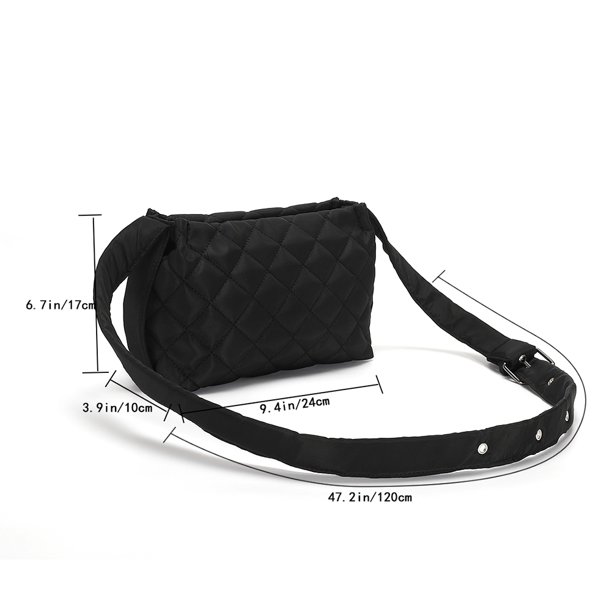 Bolsa de hombro de tela Oxford para mujer de hombro Ehuebsd con pliegues con rombos bordados de algodón informal cruzado