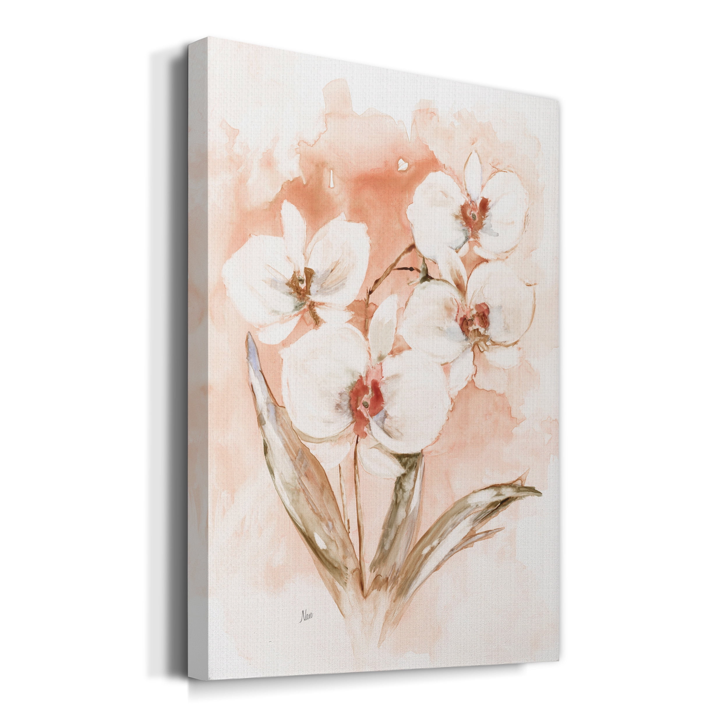 White and Coral Orchid I Premium Gallery Wrapped Canvas - Ready to Hang - 24 x 36