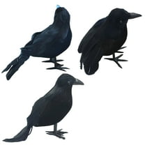 3 Pcs Multiple Poses Artificial Simulation Decorative Crow Model, Realistic Black Feather Crow For Halloween Fall Indoor And Outdoor Decoration
