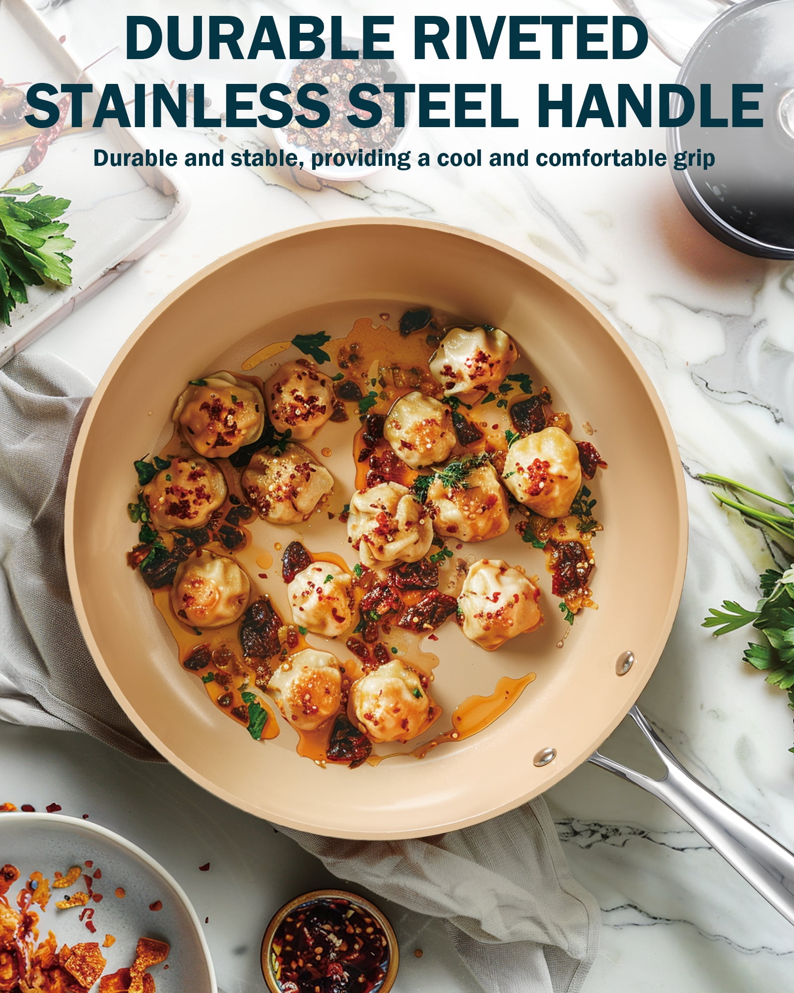 Cooks Standard Classic Hard Anodized Nonstick 8 Inch Frying Pan, Ceramic Non Stick Skillet, Induction Cookware Egg Omelette Pan, Oven Safe, Black & Apricot