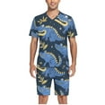 thumbnail image 5 of joogoo Men's Pajama Set Crocodile Cartoon V-Neck Pj Shorts Set 2 Piece Loungewear Sleepwear XL, 5 of 7