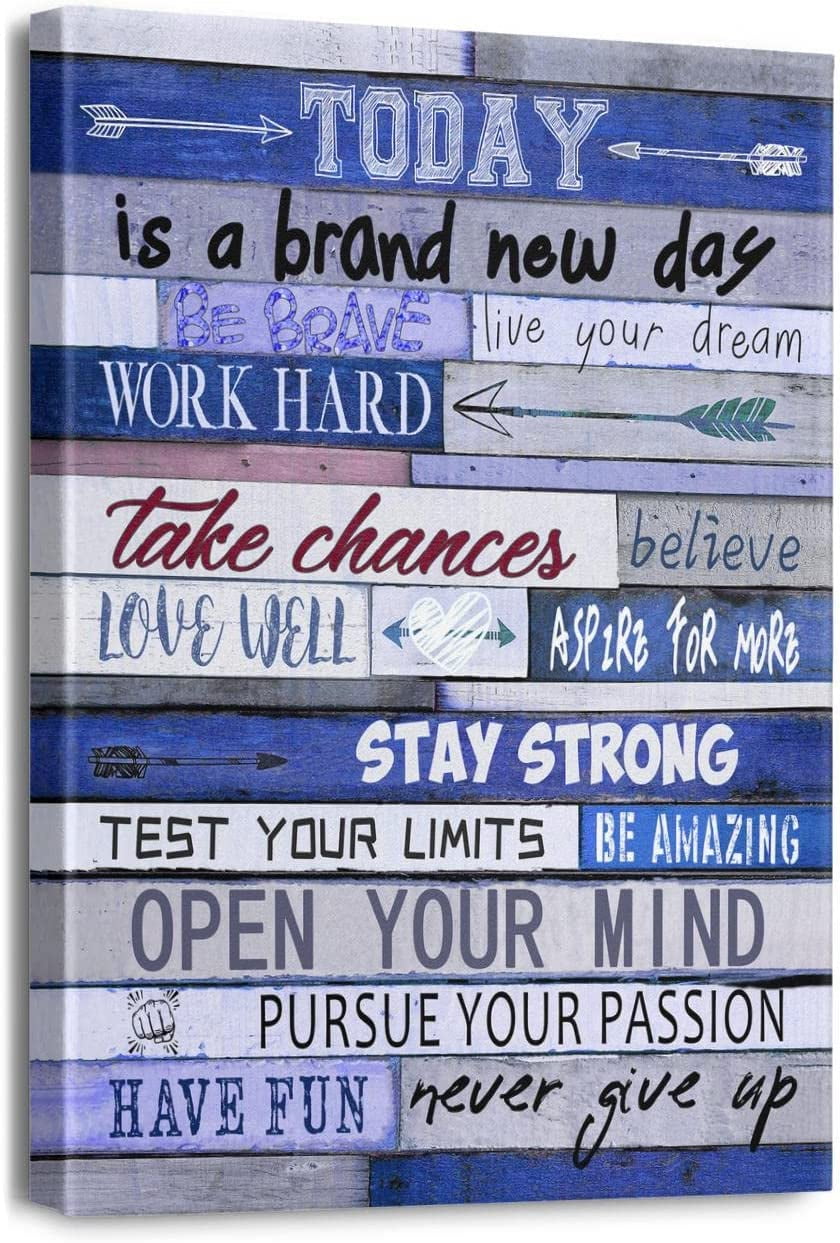 Blue and Gray Motivational Quote Canvas Wall Art 12x16