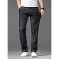 thumbnail image 4 of Pantalones vaqueros rectos finos de verano para hombre, pantalones vaqueros holgados informales elásticos en negro y azul, pantalones de marca para hombre, 4 of 5
