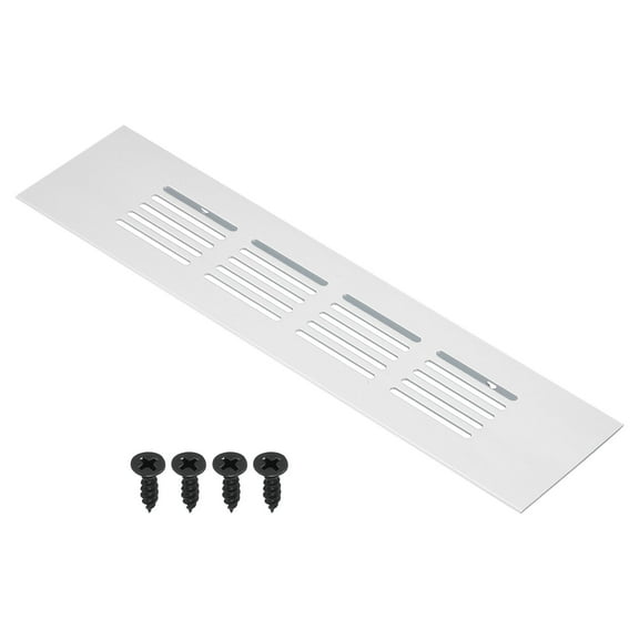 Uxcell 8"x2" Rectangle Air Vent Cover Door Grille Ventilation Cover Louvered with Screws for Cabinet Silver Tone