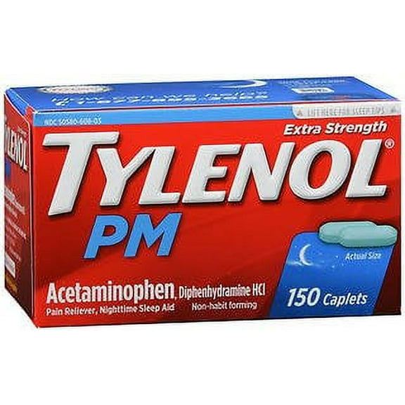 Tylenol PM Extra Strength Pain Reliever And Sleep Aid Acetaminophen Caplets, 150 Ea