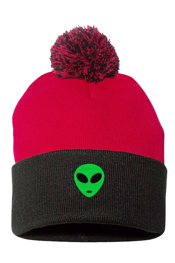 PP-BNE Embroidered Green Alien-PP-EM-0028-Red-Black