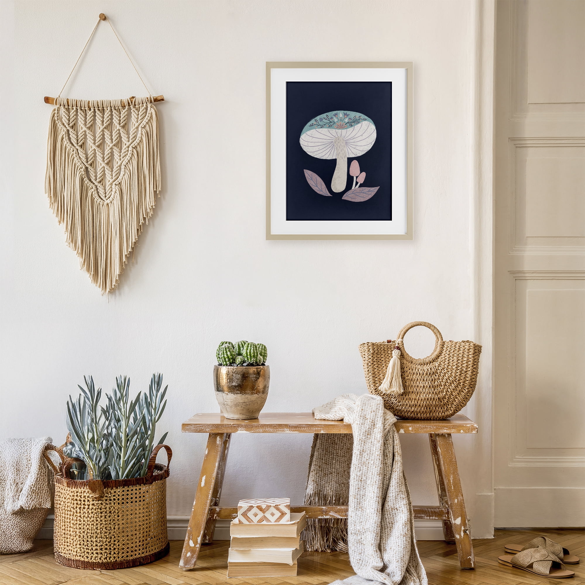 Stupell Industries Floral Cottage Mushroom Birch Framed Print Under Glass, design by Metka Hiti