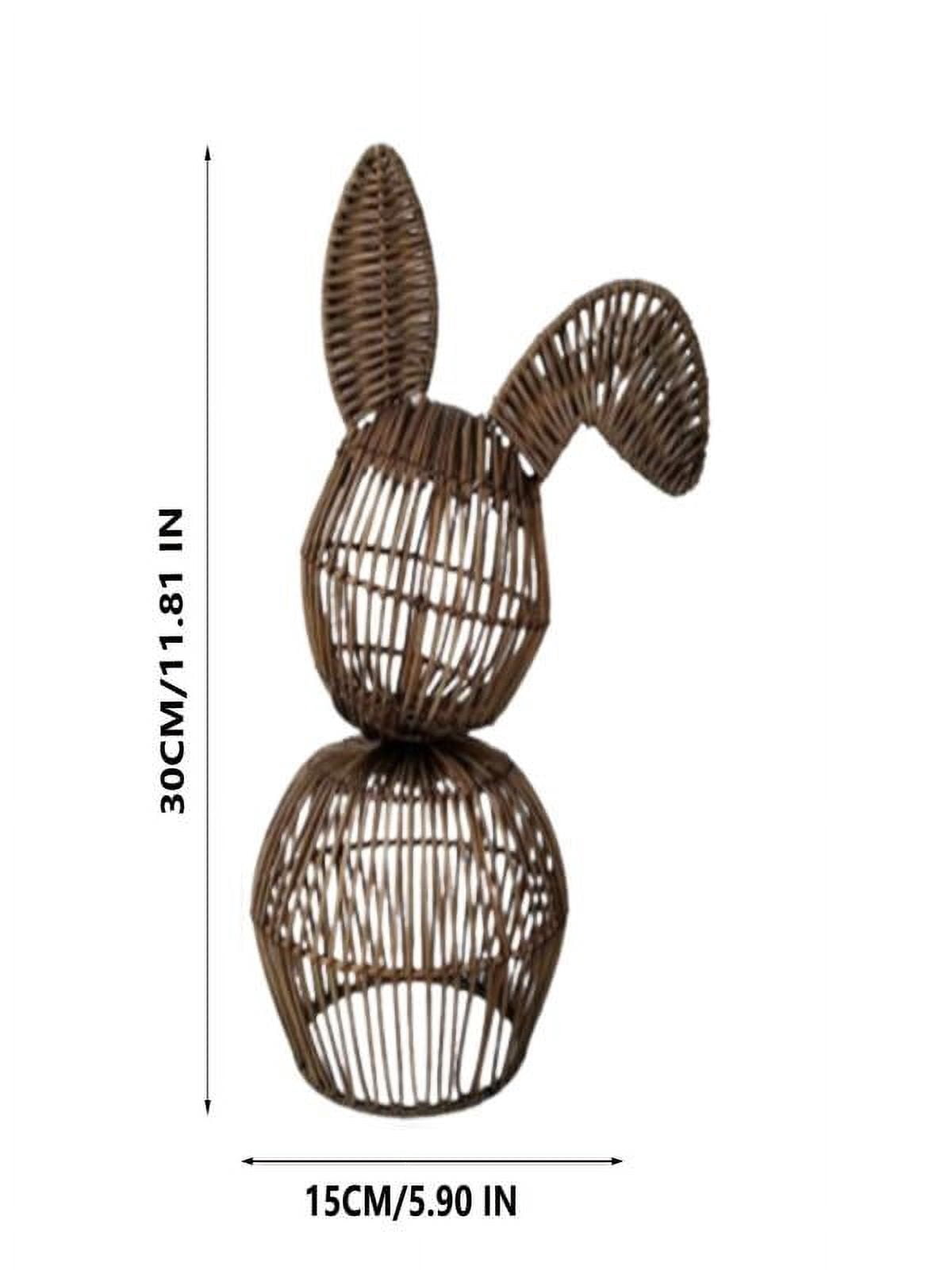 Easter Handwoven Natural Rattan Bunny Basket, Decorative Woven Basket for Easter Holiday Decor - Pastoral Chic Style Perfect for Spring, Easter Egg Hunts, and Seasonal Decor