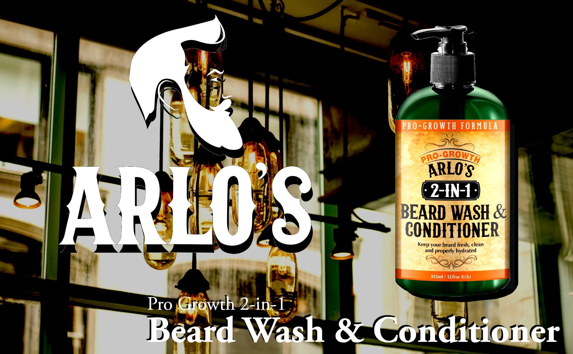 Arlo's 2-in-1 Beard Wash and Conditioner, Pro-Growth Men's Hair Shampoo and Softener, 12 oz