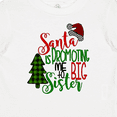 thumbnail image 4 of Inktastic Santa is Promoting Me to Big Sister Green Plaid Tree Girls Baby T-Shirt, 4 of 5