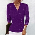 thumbnail image 2 of Women's Sparkly Dressy T-Shirts, Long Sleeve V-Neck Elegant Tunic Tops Prom Party Fashion Glitter Outfits, 2 of 6