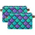 thumbnail image 2 of GZHJMY Collapsible Storage Basket Mermaid (3) Rectangular Storage Bins Baskets Toys Storage Bins with Handles for Bedroom Home Office 2PCS, 2 of 7