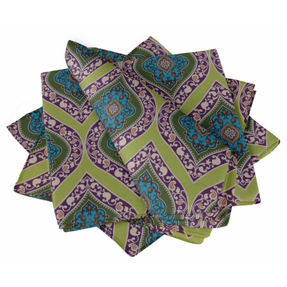 "S4Sassy Green Seamless Damask Dinner Table Linen Re-Usable Printed Decor Napkins Set 20 x 20""(Pack of 4)"
