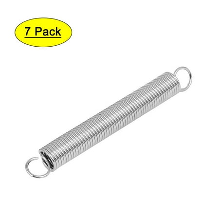 

67mmx10mmx1.1mm Stainless Steel Dual Hook Tension Spring Silver Tone 7pcs