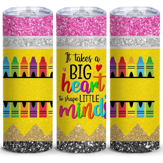Regalos para maestras, regalos de agradecimiento para maestras, vasos delgados "Se necesita un gran corazón para moldear mentes pequeñas", taza de café para maestra de 590 ml con tapa, taza de viaje