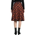 thumbnail image 4 of INSPIRE CHIC Women's Plaid Skirts Belted High Waist A-Line Mid-Length Skirts M Orange Brown, 4 of 7