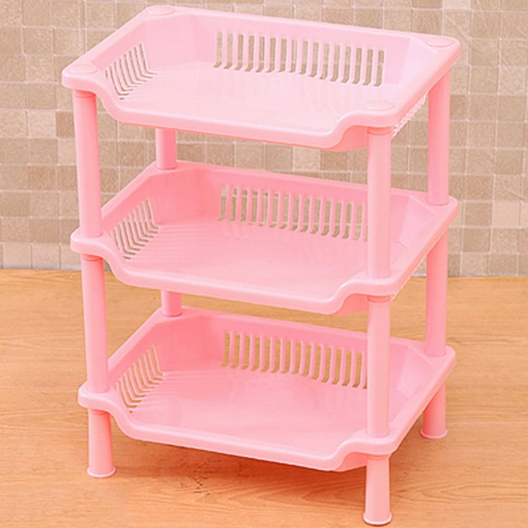 3 Tier Plastic Corner Shelf Organizer Storage Rack Holder Bathroom  Kitchen(color:pink/blue/green)
