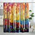 thumbnail image 3 of Stained Glass Aspens Shower Curtain Set, Nature Forest Trees Shower Curtain, Landscape Bathroom Accessories, Printed Pattern Decorative-72"W x 86"L (Pack of 1), 3 of 7