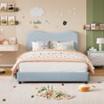 thumbnail image 3 of Eastvita Blue Queen Size Bed Frame with Upholstered Boucle Headboard, Low Profile, Wood Slats, Noise-Free, 3 of 8