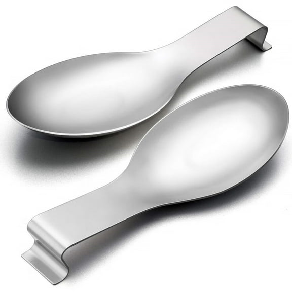 Spoon Rest Set of 2,Stainless Steel Spoon Ladle Holder Spatula Rest for Kitchen Stove Top,Large Size & Dishwasher Safe