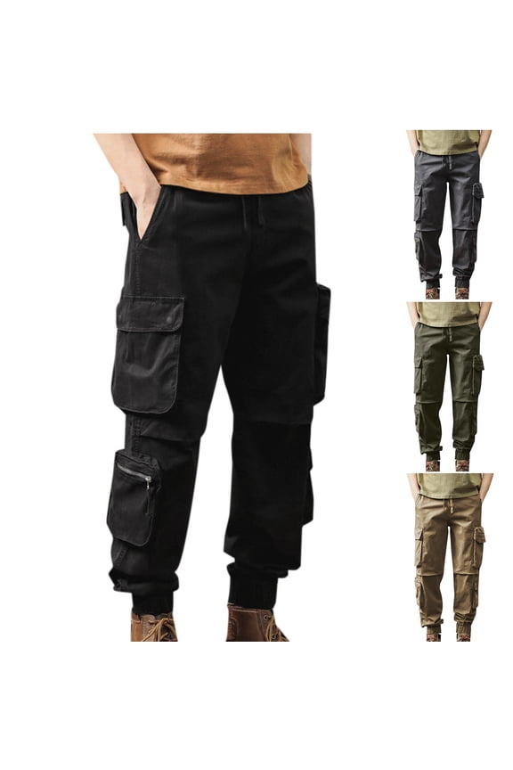 Mens Cargo Pants Big and Tall Outdoor Casual Trousers Work Pants Gym Workout Baggy Cotton Cargo Pant with Multi Pockets S-6XL