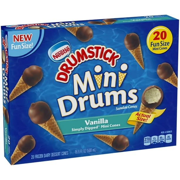 Drumstick Mini Drums, Vanilla Simply Dipped, 16.9 Oz, 20 Pack Walmart