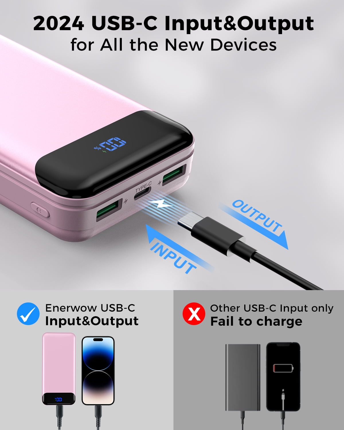 Tilnce 40000mAh Power Bank, 30W PD Fast Charging Portable Charger for iPhone 17 16 15 Pro Max, Samsung Galaxy; High-Capacity Battery Pack for Camping & Travel
