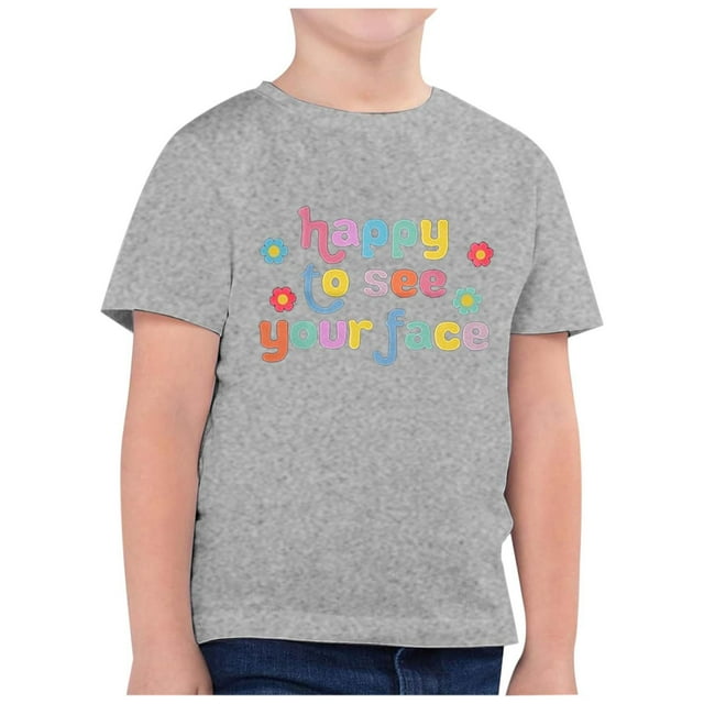 AQUARIVE T-Shirts pour Filles Tout-Petits T-Shirts pour Enfants Col Rond Manches Courtes Hauts Décontractés avec Imprimés Saison de Rentrée Scolaire Haut Décontracté pour Enfants Chemise Fille Vêtements Gris 6-7 T