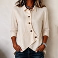 thumbnail image 2 of Summer Sales Womens Summer Tops Asymmetrical Placket Collar Linen‑Blend Button Casual Blouse Oversized Tshirts for Women, 2 of 9