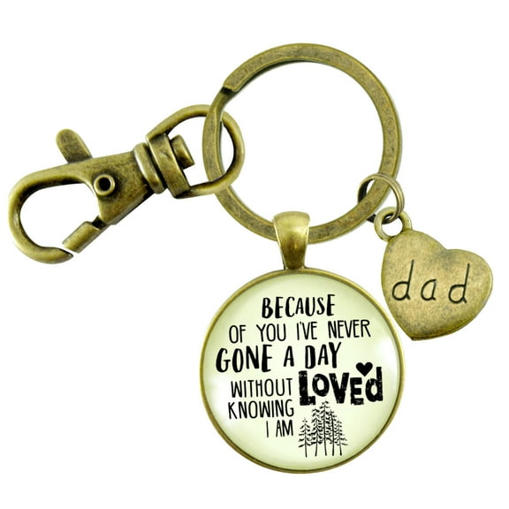 To My Dad Gutsy Goodness Bronze Metal Keychain Because of Your Love Adult Male Gift from Daughter Son