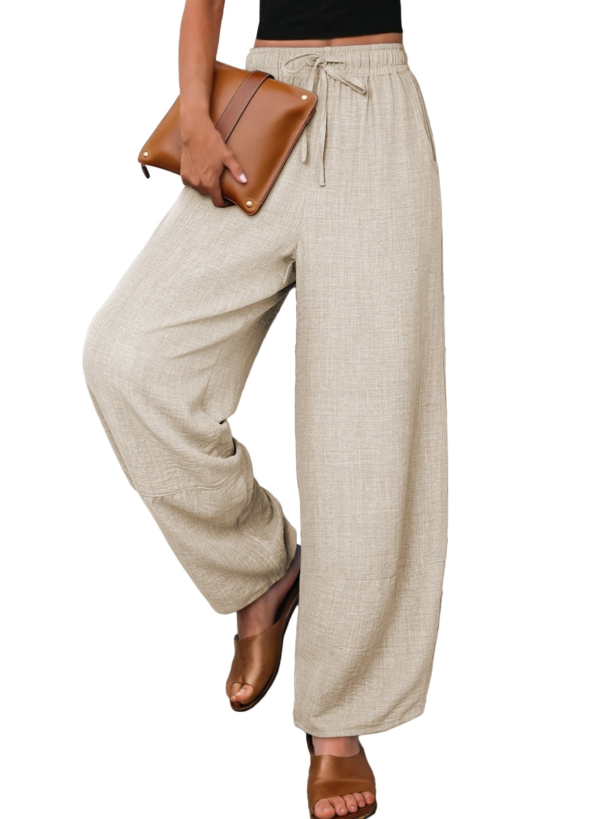Nicole Miller womens Linen-Blend Pull-On Pant, s, White - Walmart.com display picture 1