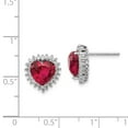 thumbnail image 3 of White Sterling Silver Earring Button Women'S Cubic Zirconia CZ Clear Ruby, Lab Created Red 12 mm, 3 of 3