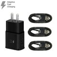 thumbnail image 1 of Adaptive Fast Charging Travel Wall Charger with 3x USB Type C Charger Cable Compatible with Asus Zenfone 7 - Black, 1 of 3