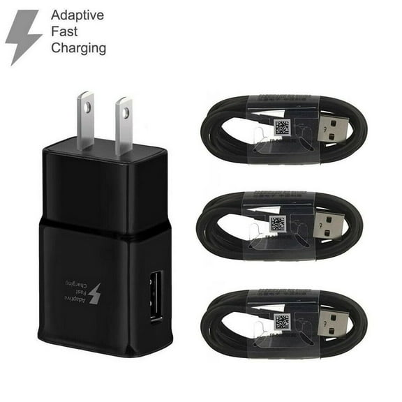 Adaptive Fast Charging Travel Wall Charger with 3x USB Type C Charger Cable Compatible with TCL REVVL 5G - Black
