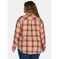 thumbnail image 4 of Terra & Sky Women's Plus Plaid Button-Down Shirt, Sizes 0X-5X, 4 of 5