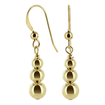 Gem Avenue 14k Gold filled Triple Round ball French Wire Drop Earrings