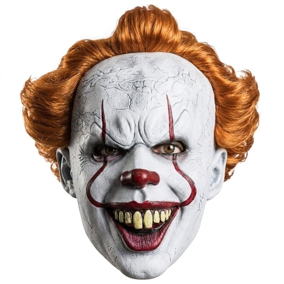 Creepy Killer Clown Latex Mask, Realistic Scary Carnival Masque for Adults, Horror Halloween Party Costume Prop
